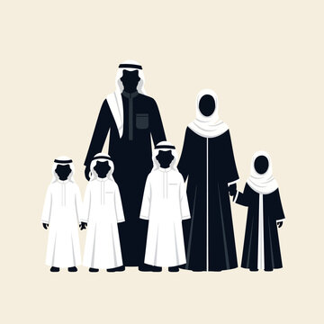 Arabian Family in Traditional Attire.