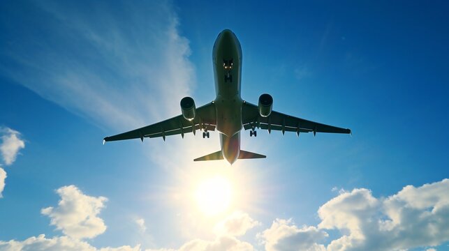 真下から見上げた飛行機、大型旅客機