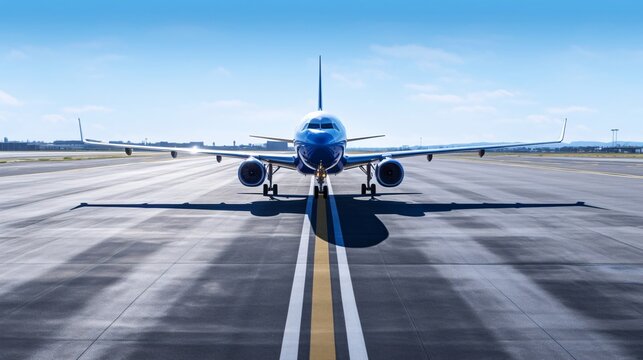 飛行場の滑走路と飛行機、大型旅客機
