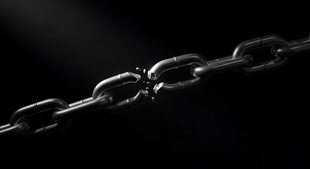 Fototapeta premium Silver chain in darkness a symbol of confinement and strength