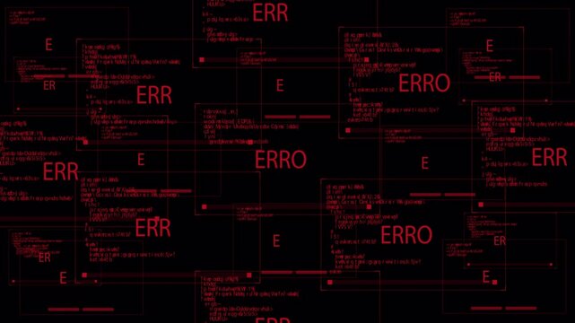 Hackers program code, error text running on screen transparent background