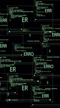 Vertical computer data error, Hacker code running down on transparent background