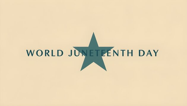A logo for World Juneteenth Day with a star on a beige background