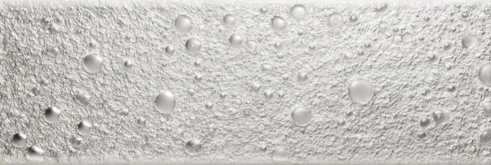 Obraz premium This panoramic image displays a silver textured surface with raised bubble patterns and a grainy, frosted finish. The metallic background resembles a delicate etched glass tile.
