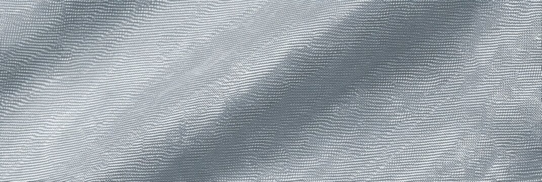 A detailed view of light gray ripstop nylon fabric featuring a distinct woven grid pattern and soft folds that create a textured surface suitable for backgrounds and textile designs.