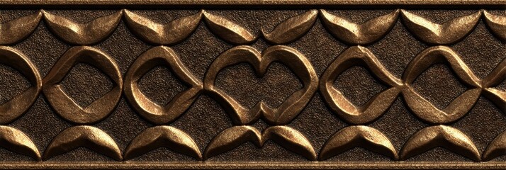 A decorative bronze-toned cast iron metal border with an intricate