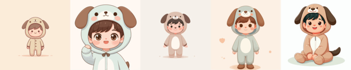 Obraz premium cute little boy vector in dog costume