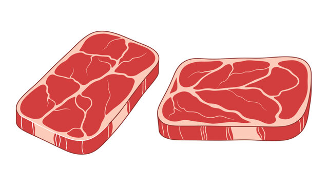Pair of fresh raw beef steaks with visible fat marbling and meat texture for cooking and grilling enthusiasts.