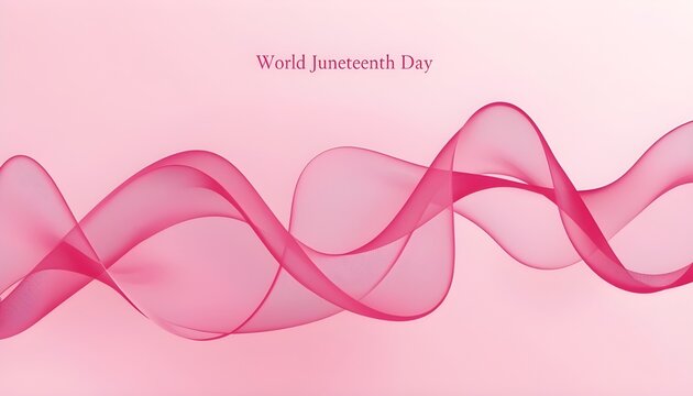 A pink ribbon on a pink background celebrating World Juneteenth Day