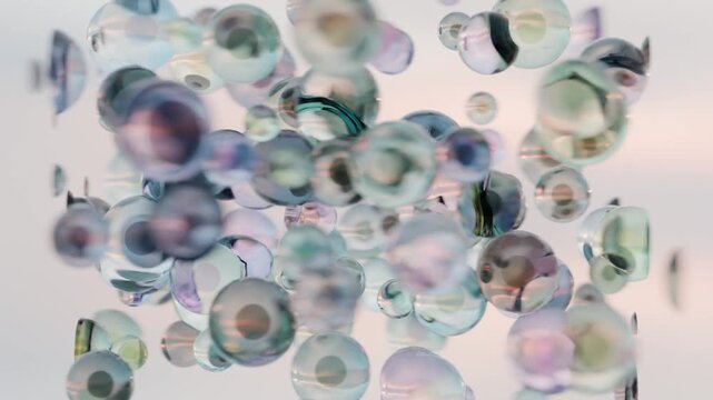 A meteor shower of soap bubbles floating across the sky&mdash;with its colorful, translucent quality&mdash;perfect as a background for short films and videos, or as looping footage for VJ performances.