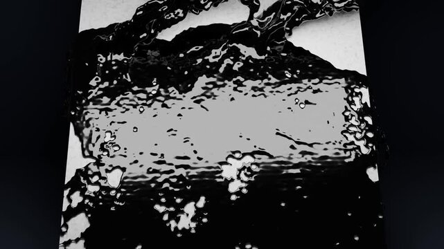 Black paint flowing down; a slightly viscous liquid falling under the force of gravity. Ideal as a background for short films or video production, or as looping footage for VJs.