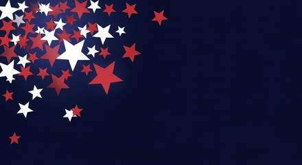 Fototapeta premium Red and white stars on a dark blue background