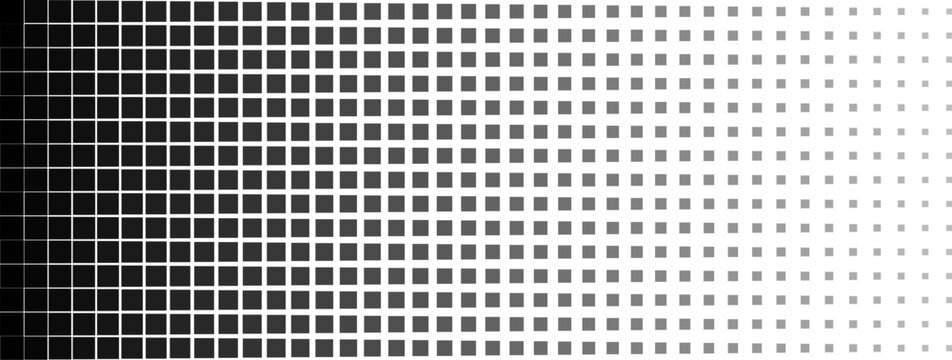 Linear square gradient, black halftone transition, abstract block pattern
