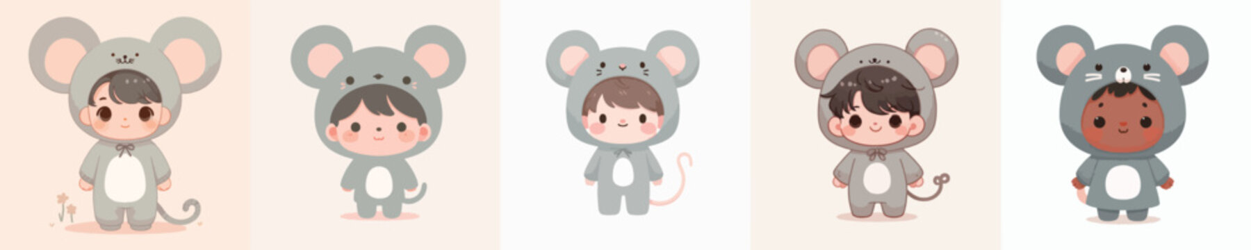 cute little boy vector in mouse costume