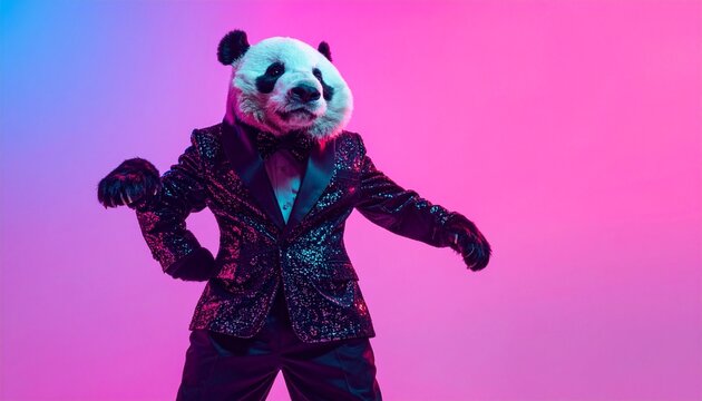 Panda mask tuxedo portrait