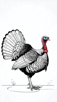 Detailed Turkey Illustration - A Study in Black and White.