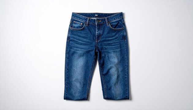 Stylish Blue Denim Shorts on White Background.