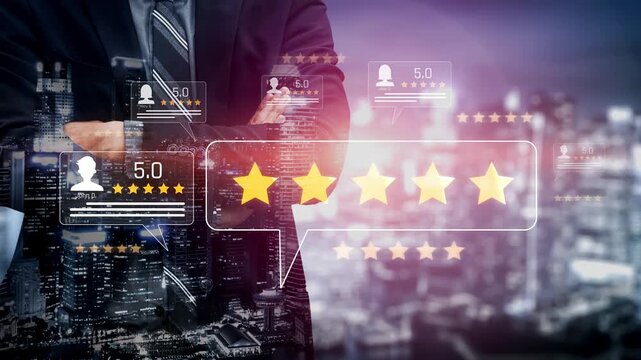 Customer centric review and rating system support product review, digital rating concept, and customer give good trust by visualizing people choice through stars and feedback content technology Marrow