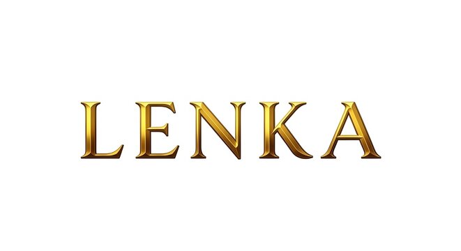 Premium gold typography spelling &ldquo;Lenka&rdquo; with metallic 3D effect, representing luxury, elegance, and high-end branding identity.