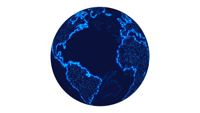 Earth Globe on transparent background,png 3D Blue World Planet , Universe and Nature science isolated design element