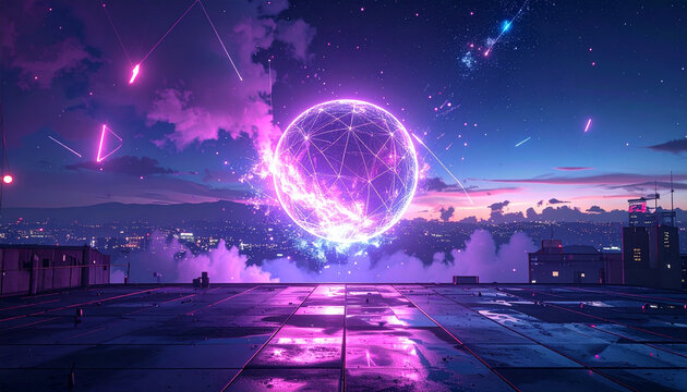Abstract futuristic glowing sphere artwork