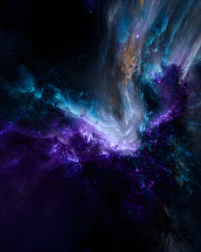 Abstract cosmic nebula with vibrant blue and purple colors