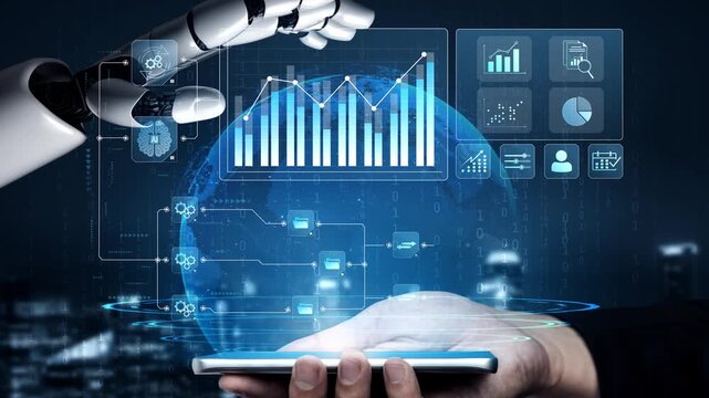 AI-generated interface showing seamless data integration from cloud and database into automated analytics dashboard for business insights and performance monitoring Marrow