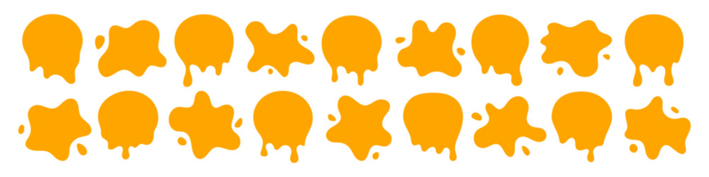 Collection of splatter sauce shape, paint, ink splatters vector illustration