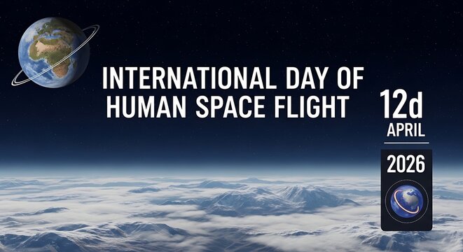 International Day of Human Space Flight vector illustration
