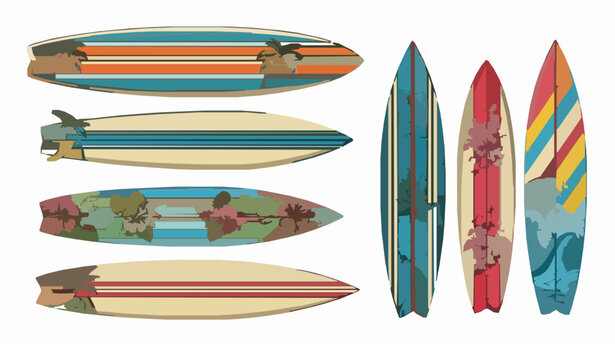 Surfboards Set Colorful Beach Boards Vector Illustration