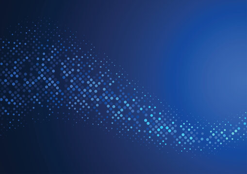 Abstract technology background with glowing blue particle wave. Vector illustration.