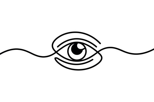 A minimalist line drawing of an eye with a wavy line