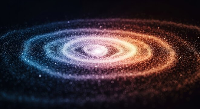 Glowing colorful galaxy spiral nebula in space with vibrant rings