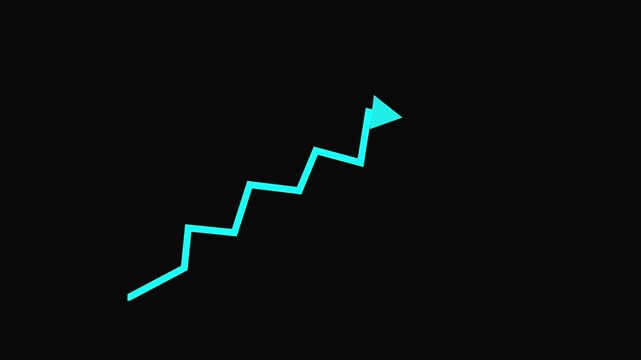 Growing business arrow on black. Profit arow .Business concept, growing chart. Concept of sales symbol icon with arrow moving up. Economic Arrow With Growing Trend,4k video. arrow animation, 4k