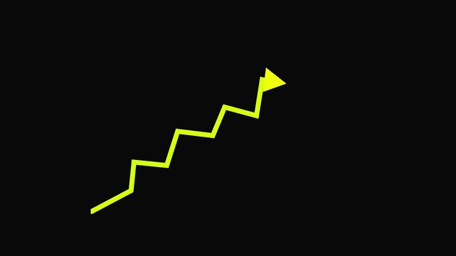 Growing business arrow on black. Profit arow .Business concept, growing chart. Concept of sales symbol icon with arrow moving up. Economic Arrow With Growing Trend,4k video. arrow animation, 4k