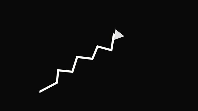Growing business arrow on black. Profit arow .Business concept, growing chart. Concept of sales symbol icon with arrow moving up. Economic Arrow With Growing Trend,4k video. arrow animation, 4k