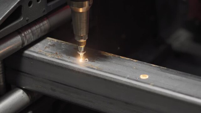 Industrial laser tube fabrication close-up