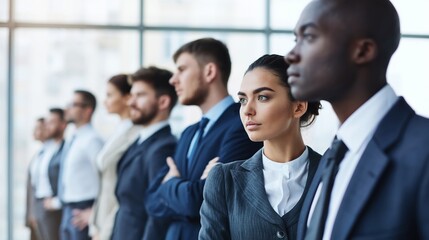 Fototapeta premium Corporate professional group standing in a row profile