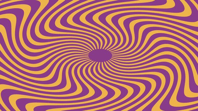 Purple yellow spiral optical illusion retro abstract background hypnotic vortex dynamic swirl vibrant geometric pattern psychedelic motion twisting radial design colorful visual texture vintage 