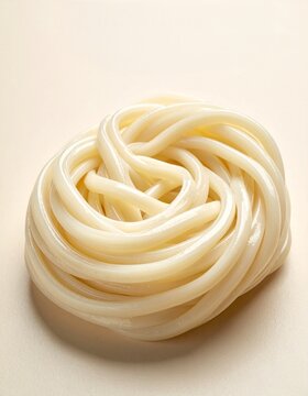 Plain Udon Noodle Nest Isolated on Light Background