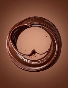 Glossy Chocolate Swirl Ring on Brown Background
