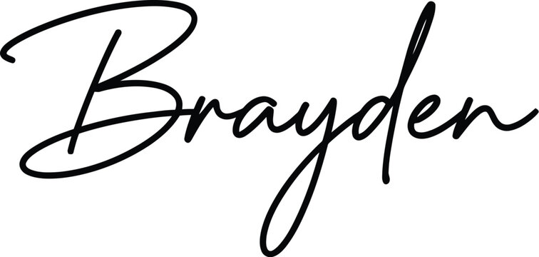 A stylish black signature of the name Brayden on a white background