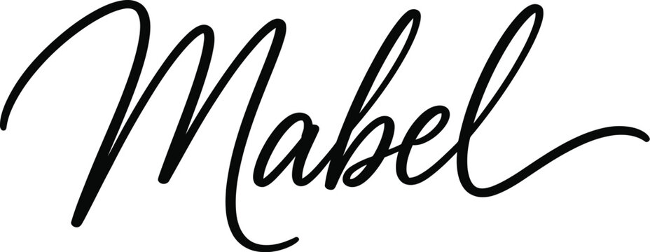 A elegant black cursive signature of the name Mabel on a white background
