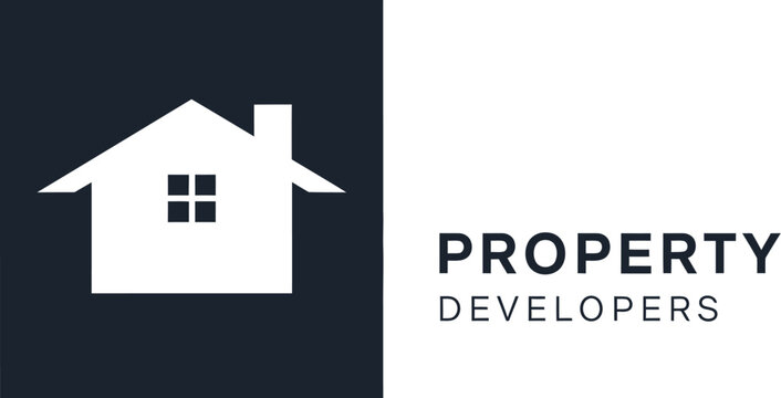 A logo for property developers featuring a house icon on a dark background