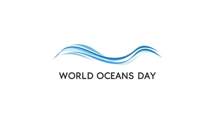 Fototapeta premium A logo for World Oceans Day with a wavy blue design on a white background