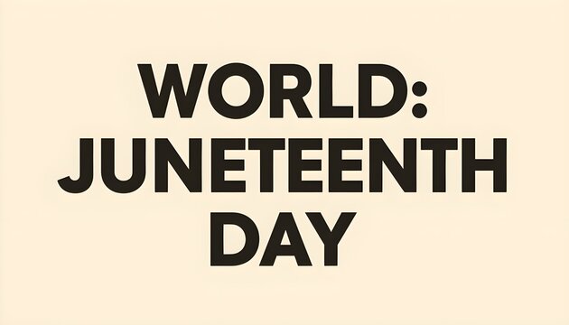 A graphic design celebrating World Juneteenth Day with bold black text on a beige background