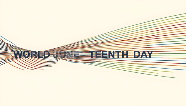 A vibrant graphic design celebrating World Juneteenth Day with colorful lines and bold text