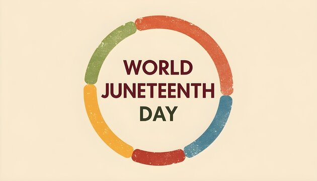 A colorful graphic celebrating World Juneteenth Day with a circular design