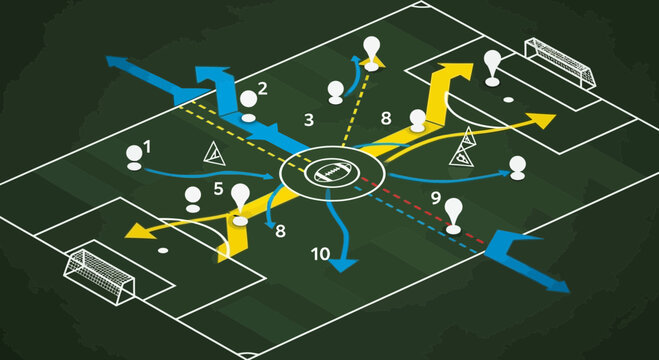 Soccer Strategy Diagram: Attacking and Defending Plays