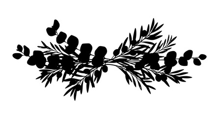 Botanical Greenery Set with Eucalyptus Leaves and Olive Branch Vector © MdAmzad